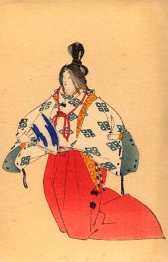 Japanese Lady with Fan Woodblock