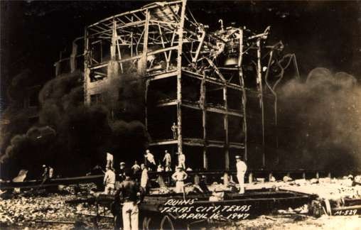 Fire Workers at Site of Ruins Texas City Texas RP