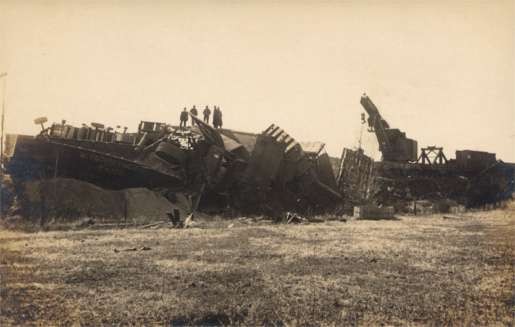 Wrecked Train Real Photo