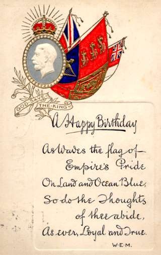 King George V Profile Flags Poem Birthday