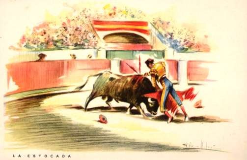 Bull Attacking Toreador Bullfighting