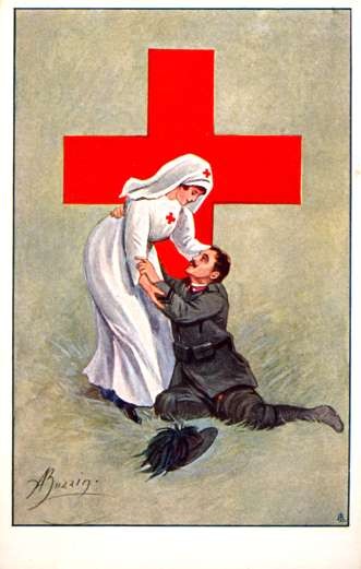 Nurse Leaning Towards Wounded WWI