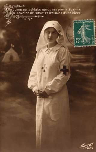 Young Nurse with Crossed Hands Tent WWI RP