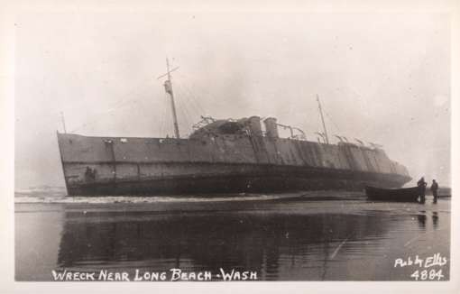 Wrecked Ship near Long Beach WA Real Photo