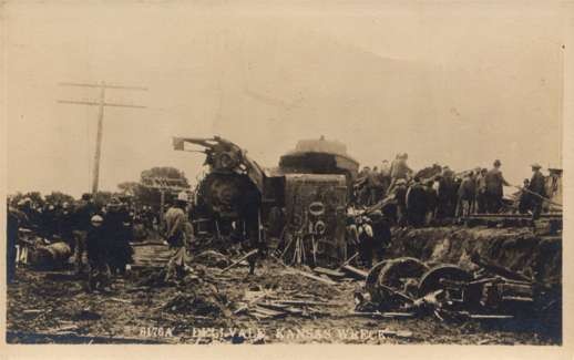 Wrecked Train Dellvale Kansas Real Photo