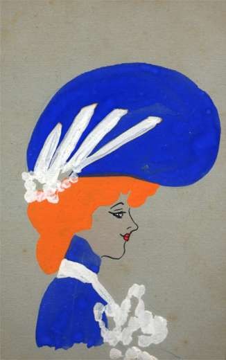Lady in Fancy Hat Hand-Drawn