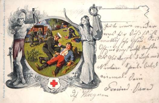Red Cross Orderly Wounded in Circle WWI