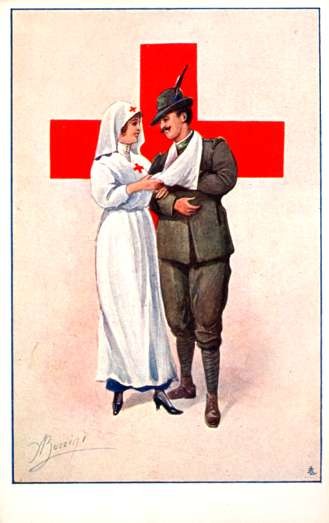 Red Cross Nurse Wounded Soldier WWI