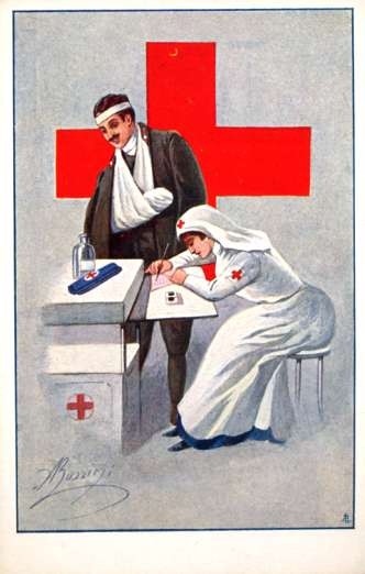 Wounded Nurse Writing Letter WWI