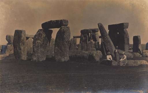 Ladies on Rocks Stonehenge Real Photo