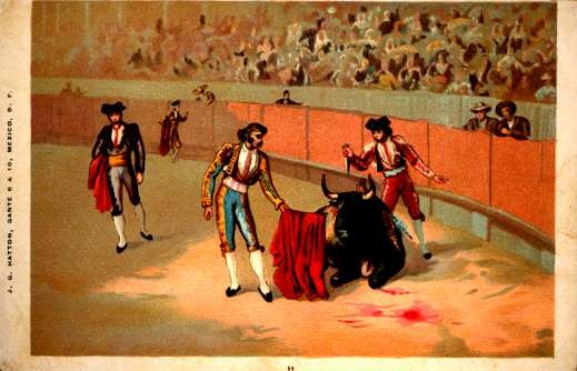 Bullfighting Scene of Defeated Bull Toreadors