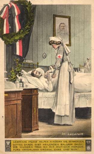 Nurse by Bed with Patient at Hospital