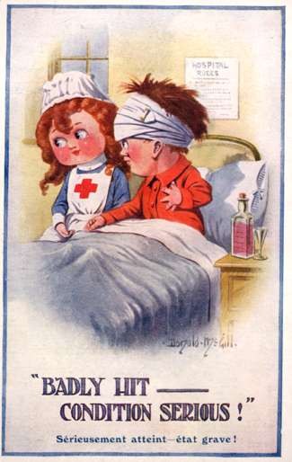 Wounded in Bed Shy Red Cross Nurse