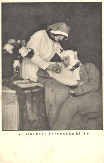 Red Cross Nurse With Glass Wounded WWI