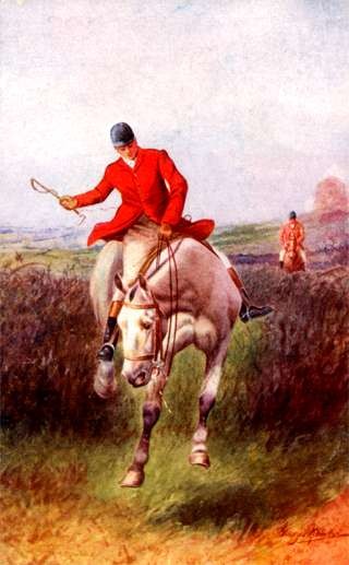 Hunter on Horse In Jump Field Hunting