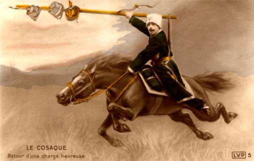 Cossack on Horse Tinted Real Photo