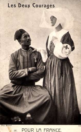 WWI Arab Soldier Looking at Nun Nurse