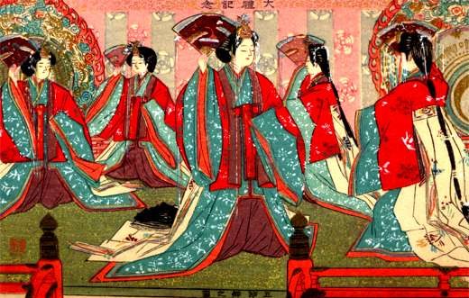 Dancing Japanese Women with Fans Woodblock