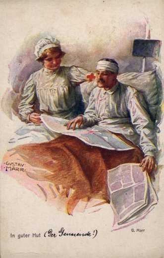 Nurse by WouNurse Wounded Checking Battle on Map WWI