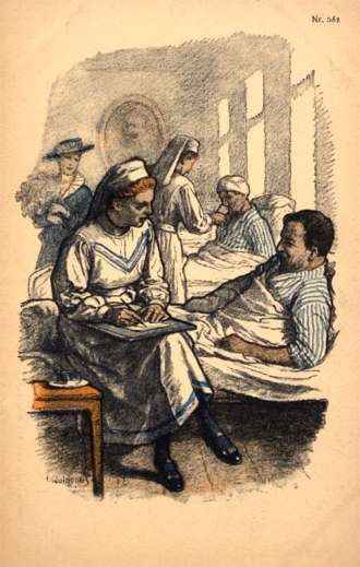 Wounded Dictating Letter to Nurse at Hospital