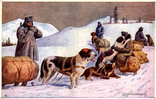 Dog-Drawn Cart in Winter