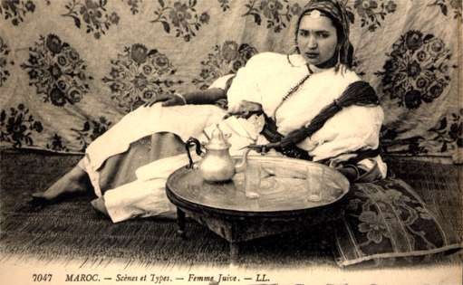Morocco Jewish Woman Table with Teapot