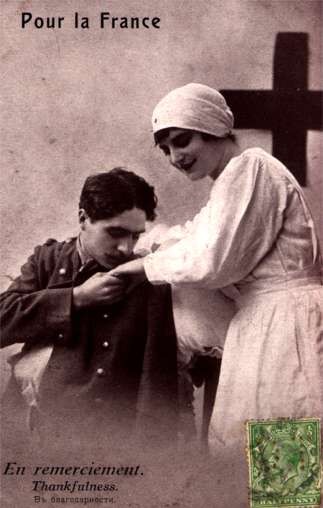 Recovered Kissing Nurse's Hand WWI