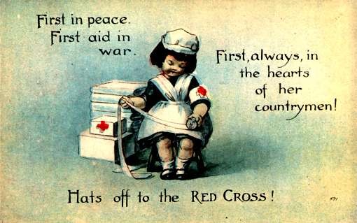 WWI Red Cross Nurse Working with Bandage