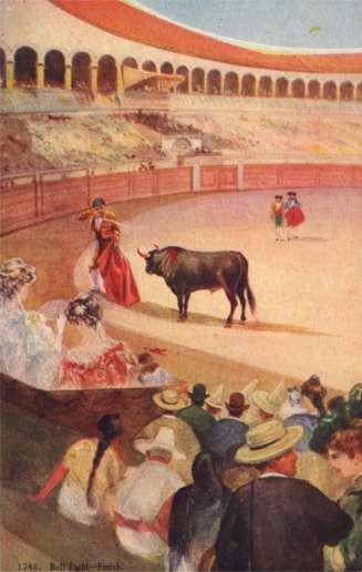 Toreador Aiming at Wounded Bull Bullfighting