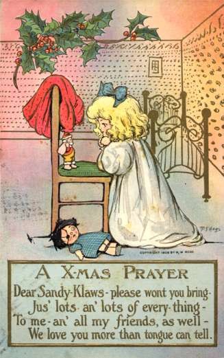 Praying Child to Santa Claus Toy Doll Poem