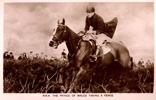 Prince of Wales on Horse Taking Fence RP Tuck
