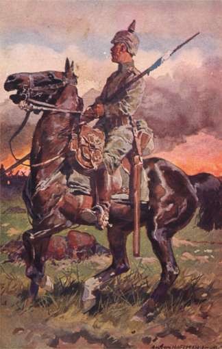 German Soldier on Horse with Lance