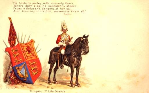 Life Guard on Horse Coat of Arms Bugle Poem
