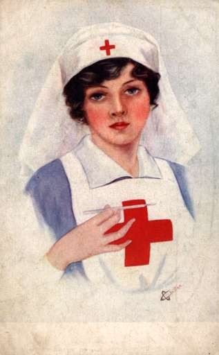 WWI Red Cross Nurse Holding Thermometer