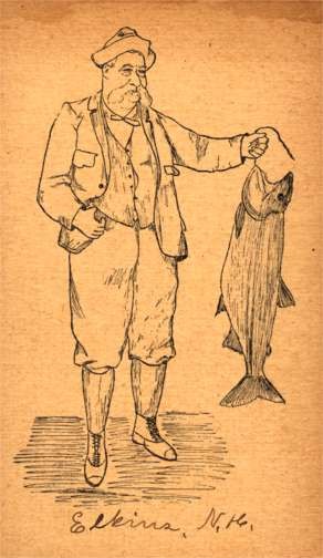 Fisherman with Caught Fish Hand-Drawn