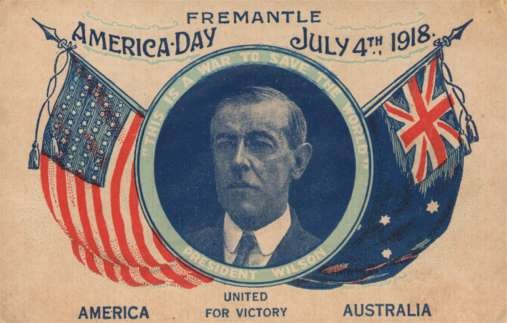 President Wilson WWI Australian American Flags