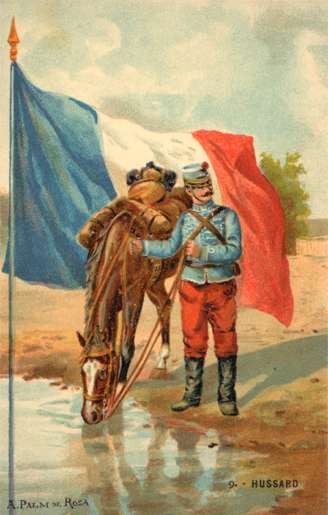 Water Drinking Horse Hussar French Flag