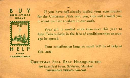 Advert Christmas Seals Fight Tuberculosis Postal