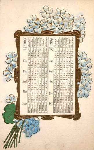 Bouquet of Flowers Calendar 1909