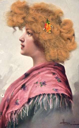Woman with Shawl on Shoulders Real Hair