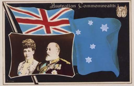 British King Edward VII Queen Flag Real Photo