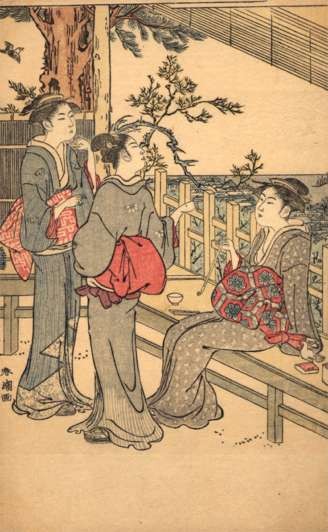 Japanese Women at Leisure Time Woodblock