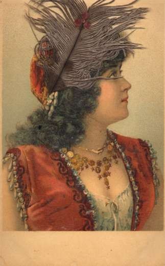 Lady with Real Feather on Hat