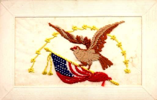 Eagle over Flag Embroidered Silk