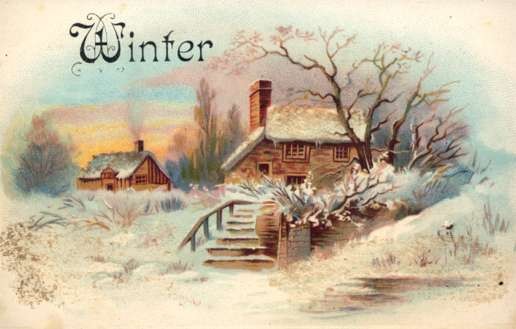 Winter Season Houses in Snow