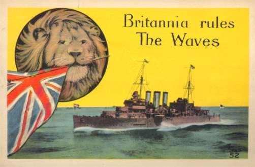 Lion Holding British Flag Battleship