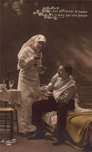 WWI Patient Hospital Nurse Measuring Medicine RP