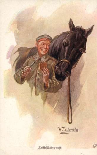 Soldier with Bread Horse Waiting for Share