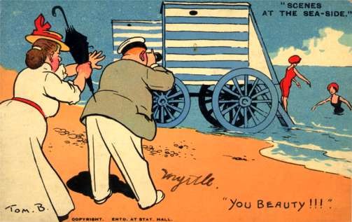 Gentleman Admiring Bathing Beauties Browne Comic