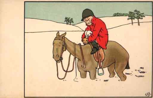 Freezing Jockey Horse in Winter Comic